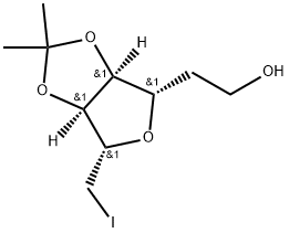 3,6-anhydro-2,7-dideoxy-7-iodo-4,5-O-isopropylidene-D-allo-heptitol Structure