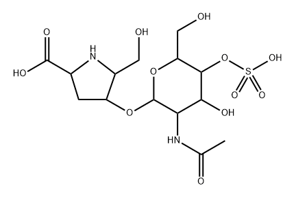 L-Proline, 4-[[2-(acetylamino)-2-deoxy-4-O-sulfo-β-D-glucopyranosyl]oxy]-5-(hydroxymethyl)-, (4S,5R)- (9CI) Structure