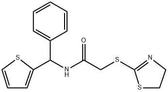 2-((4,5-dihydrothiazole-2-yl)sulfanyl)-N-(phenyl(Thien-2-yl)methyl)acetamide 구조식 이미지