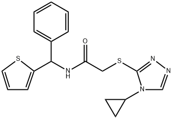 2-((4-cyclopropyl-4H-1,2,4-triazole-3-yl)sulfanyl)-N-(phenyl(Thien-2-yl)methyl)acetamide Structure