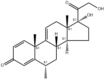 (6α)-17,21-Dihydroxy-6-Methylpregna-1,4,9(11)-triene-3,20-dione 구조식 이미지