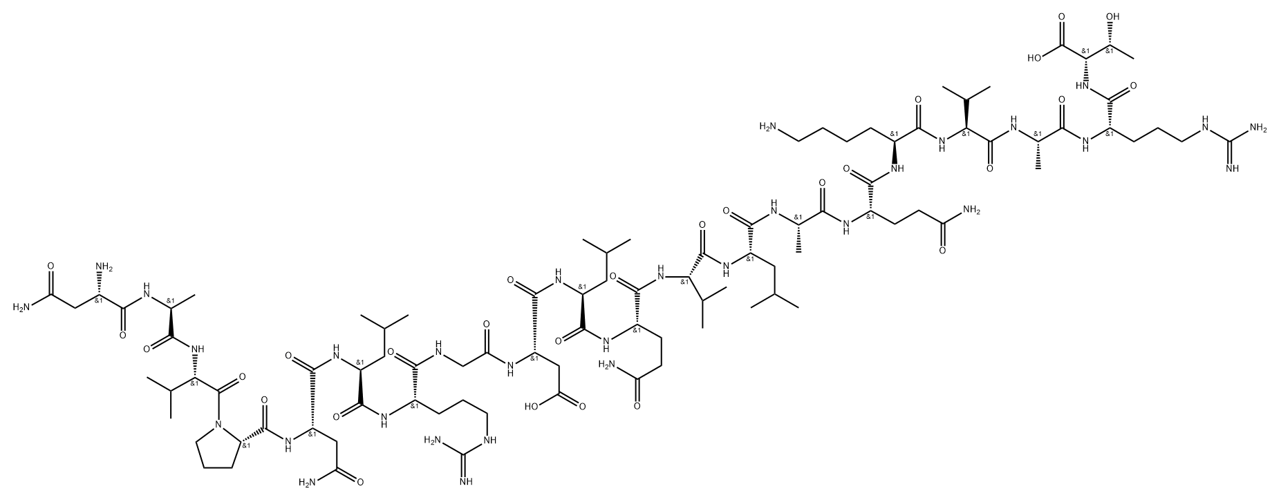 L-Threonine, L-asparaginyl-L-alanyl-L-valyl-L-prolyl-L-asparaginyl-L-leucyl-L-arginylglycyl-L-α-aspartyl-L-leucyl-L-glutaminyl-L-valyl-L-leucyl-L-alanyl-L-glutaminyl-L-lysyl-L-valyl-L-alanyl-L-arginyl- 구조식 이미지