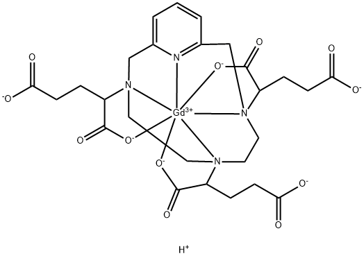 Gadolinate(3-), [γ3,γ6,γ9-tri(carboxy-κO)-3,6,9,15-tetraazabicyclo[9.3.1]pentadeca-1(15),11,13-triene-3,6,9-tributanato(3-)-κN3,κN6,κN9,κN15]-, hydrogen (1:3) Structure