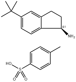 1H-Inden-1-amine, 5-(1,1-dimethylethyl)-2,3-dihydro-, (1R)-, 4-methylbenzenesulfonate (1:1) Structure