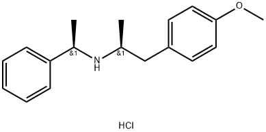 Benzeneethanamine, 4-methoxy-α-methyl-N-[(1R)-1-phenylethyl]-, hydrochloride (1:1), (αS)- 구조식 이미지