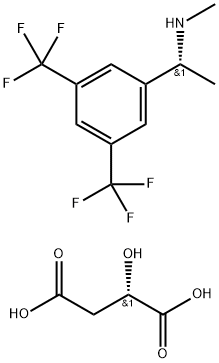 (2S)-2-Hydroxybutanedioic acid compd. with (alphaR)-N,alpha-dimethyl-3,5-bis(trifluoromethyl)benzenemethanamine 구조식 이미지