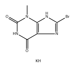 1H-Purine-2,6-dione, 8-bromo-3,9-dihydro-3-methyl-, potassium salt (1:1) 구조식 이미지