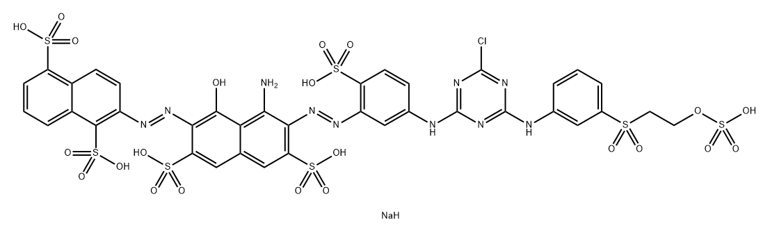 1,5-Naphthalenedisulfonic acid, 2-8-amino-7-5-4-chloro-6-3-2-(sulfooxy)ethylsulfonylphenylamino-1,3,5-triazin-2-ylamino-2-sulfophenylazo-1-hydroxy-3,6-disulfo-2-naphthalenylazo-, hexasodium salt 구조식 이미지