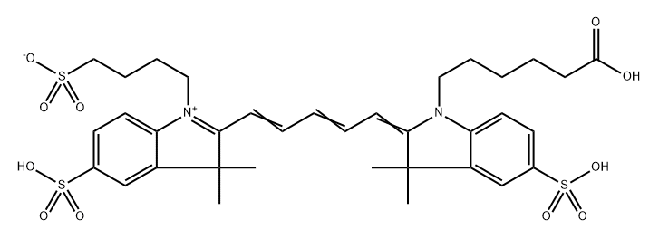 3H-Indolium, 2-[(1E,3E)-5-[1-(5-carboxypentyl)-1,3-dihydro-3,3-dimethyl-5-sulfo-2H-indol-2-ylidene]-1,3-pentadien-1-yl]-3,3-dimethyl-5-sulfo-1-(4-sulfobutyl)-, inner salt Structure