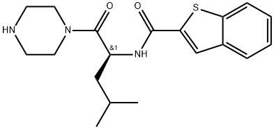 N-[(2R)-4-methyl-1-oxo-1-(piperazin-1-yl)pentan-2-yl]-1-benzothiophene-2-carboxamide 구조식 이미지