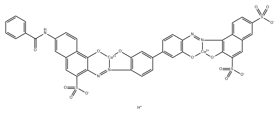 trihydrogen [mu-[4-[[4'-[[6-benzamido-1-hydroxy-3-sulpho-2-naphthyl]azo]-3,3'-dihydroxy[1,1'-biphenyl]-4-yl]azo]-3-hydroxynaphthalene-2,7-disulphonato(7-)]]dicuprate(3-) Structure