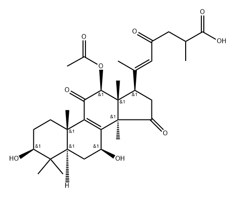 Lanosta-8,20(22)-dien-26-oic acid, 12-(acetyloxy)-3,7-dihydroxy-11,15,23-trioxo-, (3β,7β,12β,20E)- 구조식 이미지