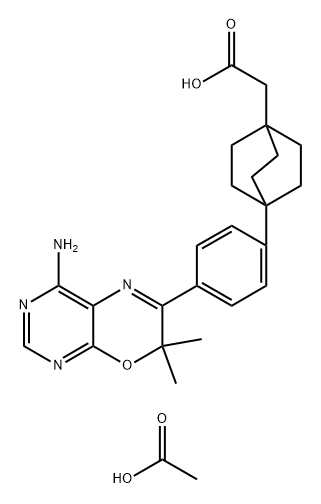 Bicyclo[2.2.2]octane-1-acetic acid, 4-[4-(4-aMino-7,7-diMethyl-7H-pyriMido[4,5-b][1,4]oxazin-6-yl)phenyl]- ,AcOH salt Structure