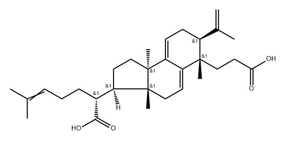 1H-Benz[e]indene-3-acetic acid, 6-(2-carboxyethyl)-2,3,3a,4,6,7,8,9b-octahydro-3a,6,9b-trimethyl-7-(1-methylethenyl)-α-(4-methyl-3-penten-1-yl)-, (αR,3R,3aR,6S,7S,9bR)- 구조식 이미지
