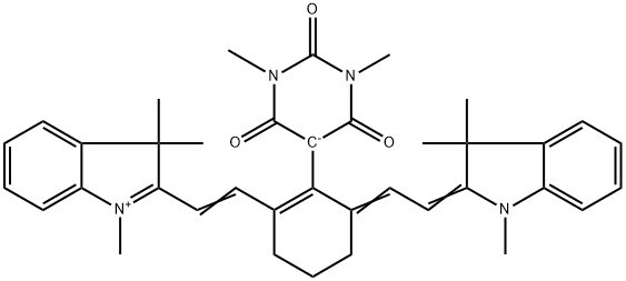 2-[2-[3-[2-(1,3-Dihydro-1,3,3-trimethyl-2H-indol-2-ylidene)ethylidene]-2-(hexahydro-1,3-dimethyl-2,4,6-trioxo-5-pyrimidinyl)-1-cyclohexen-1-yl]ethenyl]-1,3,3-trimethyl-3H-indolium inner salt Structure