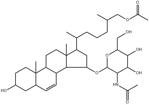 [(25R)-26-(Acetyloxy)-3β-hydroxy-5α-cholest-6-en-15α-yl] 2-(acetylamino)-2-deoxy-β-D-glucopyranoside 구조식 이미지