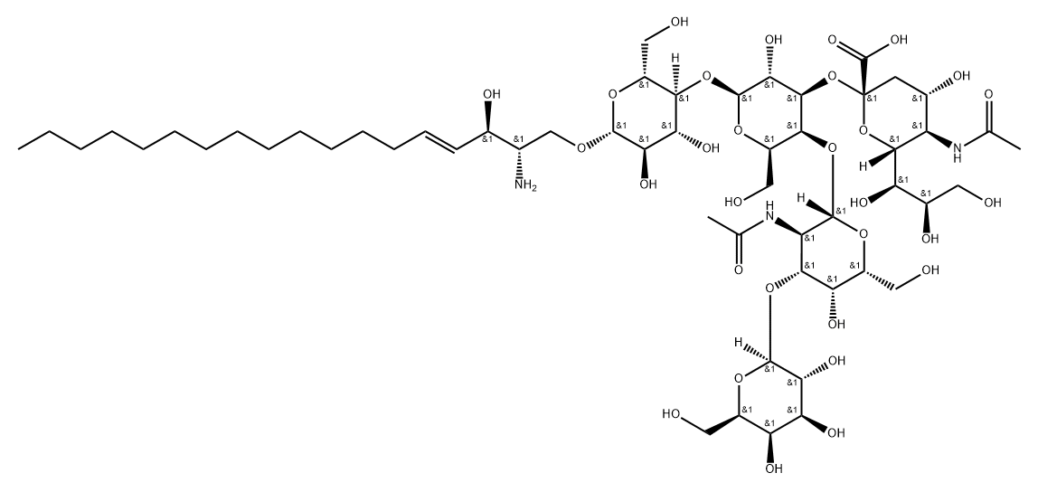 beta-D-Gal-(1->3)-beta-D-GalNAc-(1->4)-[alpha-Neu5Ac-(2->3)]-beta-D-Gal-(1->4)-beta-D-Glc-(1<->1')-Sph Structure