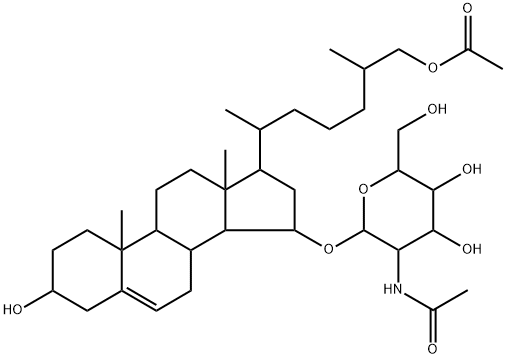 (25R)-15α-[2-(Acetylamino)-2-deoxy-β-D-glucopyranosyloxy]-26-acetoxycholest-5-en-3β-ol 구조식 이미지