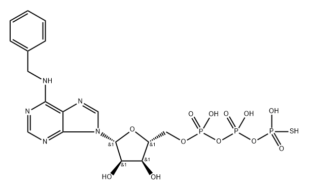 Adenosine 5'-(trihydrogen diphosphate), N-(phenylmethyl)-, P'-anhydride with phosphorothioic acid Structure