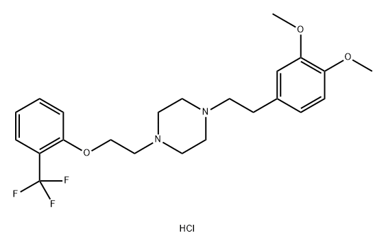 Piperazine, 1-[2-(3,4-dimethoxyphenyl)ethyl]-4-[2-[2-(trifluoromethyl)phenoxy]ethyl]-, dihydrochloride Structure