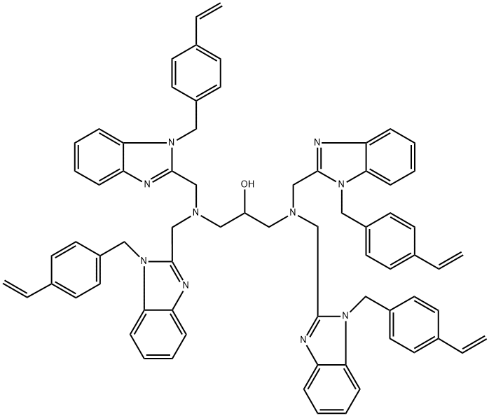1,3-bis[bis[[1-[(4-ethenylphenyl)methyl]-1H-benzimidazol-2-yl]methyl]amino]- 2-propanol 구조식 이미지