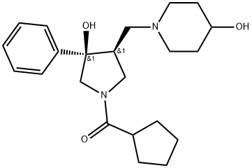 1-{[(3S,4R)-1-cyclopentanecarbonyl-4-hydroxy-4-phenylpyrrolidin-3-yl]methyl}piperidin-4-ol Structure