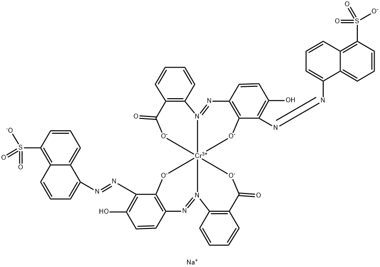 Chromate(3-), bis2-2-(hydroxy-.kappa.O)-4-hydroxy-3-(5-sulfo-1-naphthalenyl)azo-.kappa.N1phenylazobenzoato(3-)-.kappa.O-, trisodium Structure