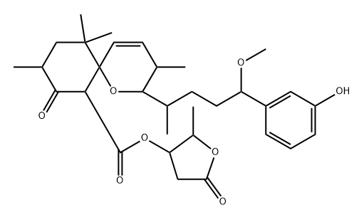 (2R,6S,7S,9R)-2α-[(1S,4S)-4-(3-Hydroxyphenyl)-4-methoxy-1-methylbutyl]-3β,9,11,11-tetramethyl-8-oxo-1-oxaspiro[5.5]undec-4-ene-7-carboxylic acid (2R,3R)-tetrahydro-2-methyl-5-oxofuran-3-yl ester Structure