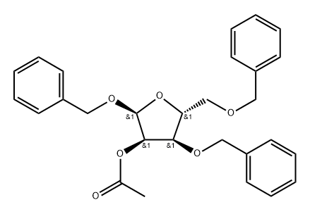 α-D-Ribofuranoside, phenylmethyl 3,5-bis-O-(phenylmethyl)-, 2-acetate Structure