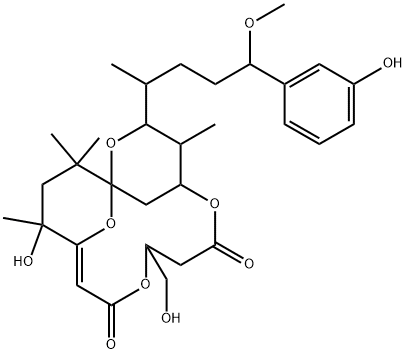 17-Debromo-2,3-didehydro-3-deoxy-31-nor-4-hydroxyaplysiatoxin Structure