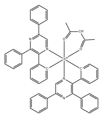 (Acetylacetonato)bis(2,3,5-triphenylpyrazinato)iridium(III) Structure