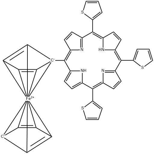 Ferrocene, (10,15,20-tri-2-thienyl-21H,23H-porphin-5-yl)- Structure