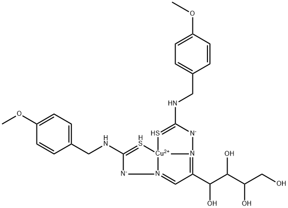 arabino-Hexos-2-ulose, bis[[[[(4-methoxyphenyl)methyl]amino]thioxomethyl]hydrazone], copper complex Structure