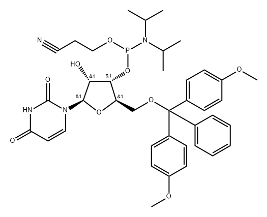 5'-O-DMT-uridine 3'-CE phosphoramidite 구조식 이미지