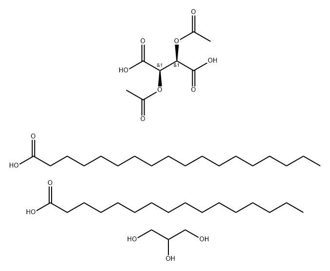 Butanedioic acid, 2,3-bis(acetyloxy)-, [R-(R*,R*)]-, ester with 1,2,3-propanetriol (1:2), mixed diesters with palmitic acid and stearic acid Structure