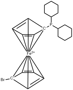 1-Bromo-1'-dicyclohexylphosphinoferrocene, 97% Structure