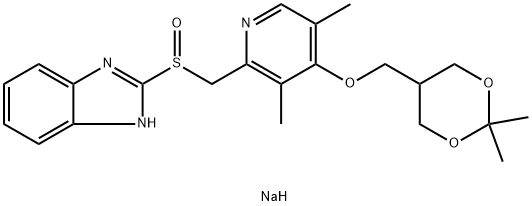 1H-Benzimidazole, 2-[(R)-[[4-[(2,2-dimethyl-1,3-dioxan-5-yl)methoxy]-3,5-dimethyl-2-pyridinyl]methyl]sulfinyl]-, sodium salt (1:1) Structure