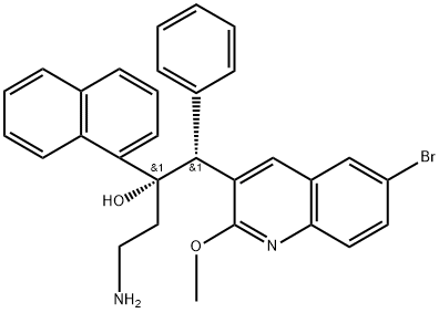 3-Quinolineethanol, α-(2-aminoethyl)-6-bromo-2-methoxy-α-1-naphthalenyl-β-phenyl-, (αS,βR)- Structure