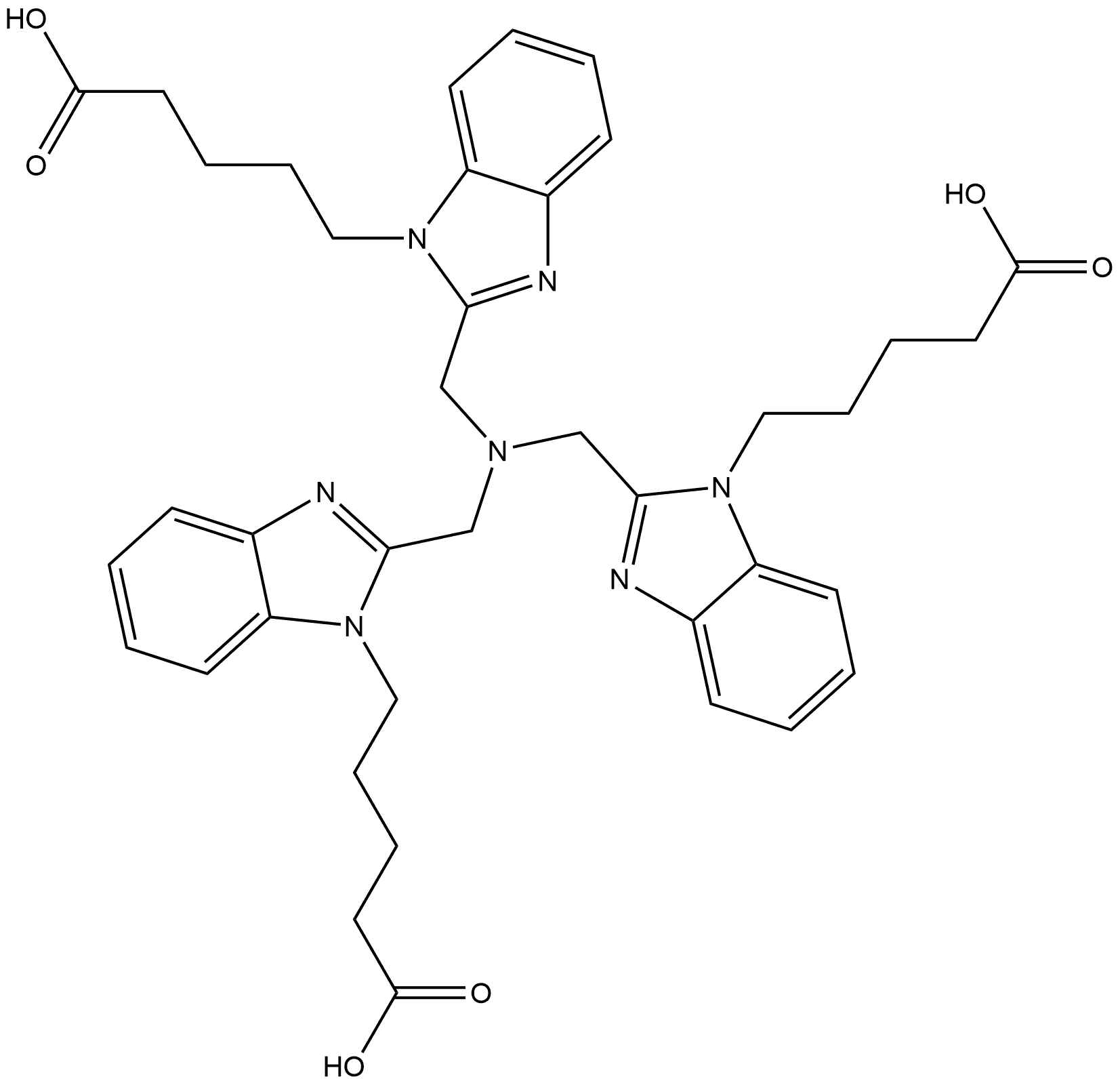 1H-Benzimidazole-1-pentanoic acid, 2,2',2''-[nitrilotris(methylene)]tris- Structure