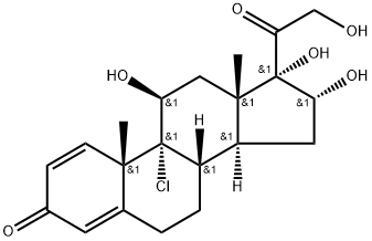 Pregna-1,4-diene-3,20-dione, 9-chloro-11β,16α,17,21-tetrahydroxy- (6CI,7CI) Structure