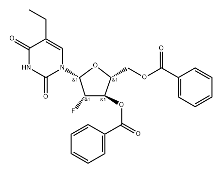 3',5'-Di-O-benzoyl-2'-deoxy-2'-fluoro-5-ethyl-arabinouridine 구조식 이미지