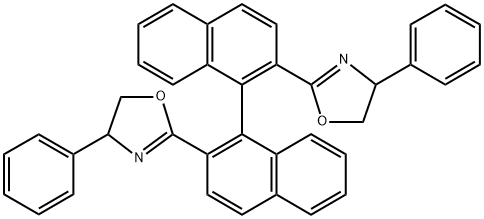 Oxazole, 2,2'-(1R)-[1,1'-binaphthalene]-2,2'-diylbis[4,5-dihydro-4-phenyl-, (4S,4'S)- 구조식 이미지