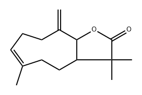[3aS,6E,10aS,(+)]-3,3aβ,4,5,8,9,10,10aα-Octahydro-3,3,6-trimethyl-10-methylene-2H-cyclonona[b]furan-2-one 구조식 이미지