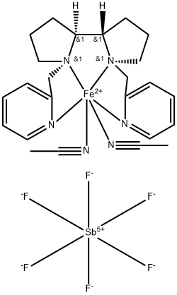 (2S,2′S-()-[N,N′-Bis(2-pyridylmethyl)]-2,2′-bipyrrolidinebis(acetonitrile)iron(II) hexafluoroantimonate 구조식 이미지