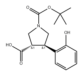 1,?3-?Pyrrolidinedicarboxy?lic acid, 4-?(2-?hydroxyphenyl)?-?, 1-?(1,?1-?dimethylethyl) ester, (3S,?4R)?- Structure