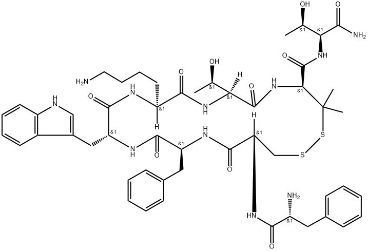 Phe-Cys-Phe-Trp-Lys-Thr-Pen-Thr-NH2 Structure