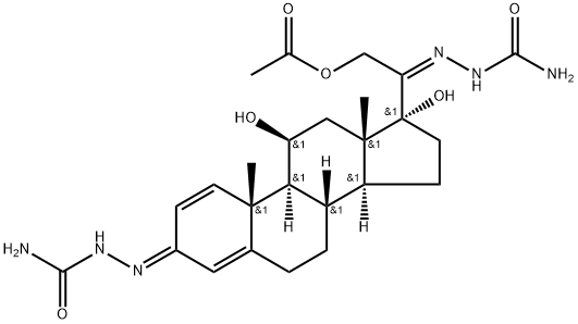 11-beta, 17-dihydroxypregna-1,4–diene-3,20-disemicarbazone-21-yl acetate 구조식 이미지
