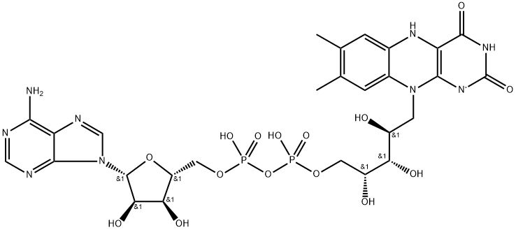 Riboflavin 5'-(trihydrogen diphosphate), 1,5-dihydro-, P'→5'-ester with adenosine, ion(1-) Structure