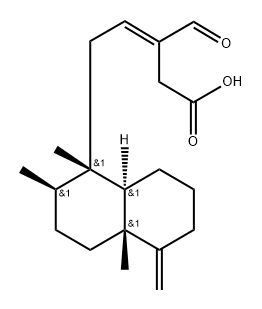 (E)-5-[(1S,8aβ)-Decahydro-1,2α,4aα-trimethyl-5-methylenenaphthalen-1β-yl]-3-formyl-3-pentenoic acid 구조식 이미지