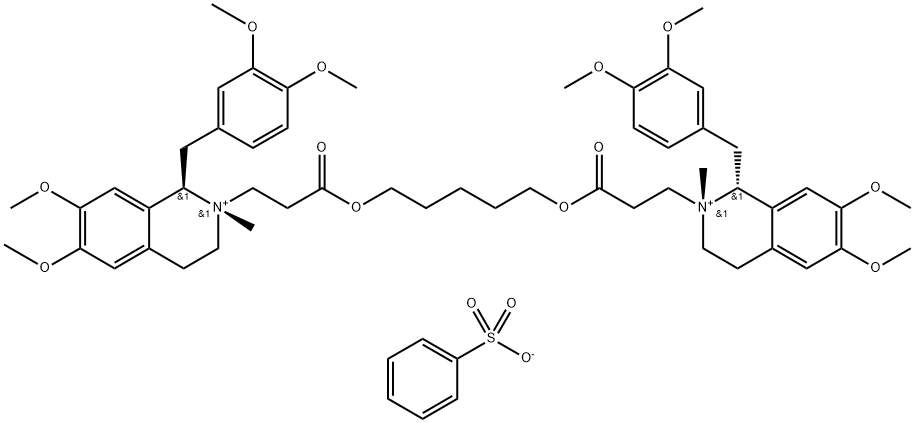 (1R,1'R)-2,2'-[1,5-pentanediylbis[oxy(3-oxo-3,1-propanediyl)]]-bis[1-[(3,4-dimethoxyphenyl)methyl]-1,2,3,4-tetrahydro-6,7-dimethoxy-2-methyl]-isoquinolinium dibenzenesulfonate Structure